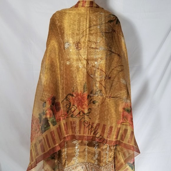 Banarsi Shaded Masuri Zardozi Embroidered Shalwar Kameez Pakistani/Indian L/45.5 - Picture 7 of 17